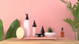 Cosmetic products against a pink background demonstrating creation from private label manufacturers.
