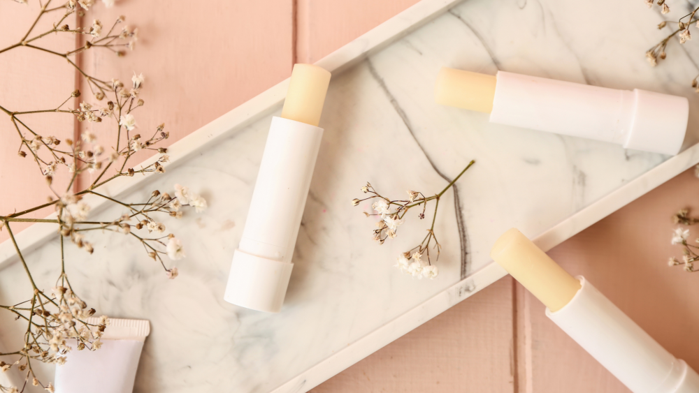 Lip balm shown on a background