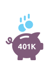 Graphic of a piggy bank with 401K labeled on it's side.