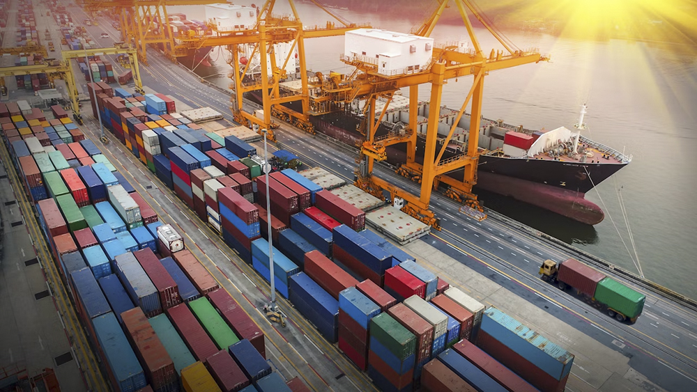 shipping containers in port